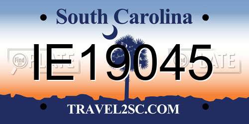 IE19045 South Carolina License Plate