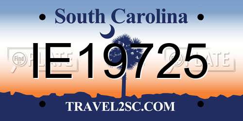 IE19725 South Carolina License Plate
