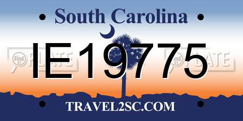 IE19775 South Carolina License Plate