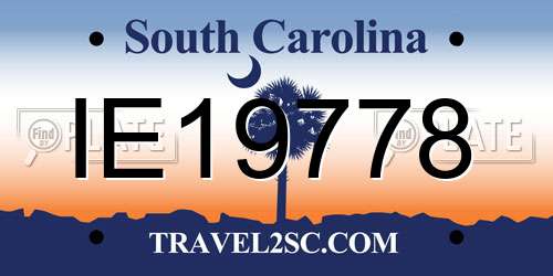 IE19778 South Carolina License Plate
