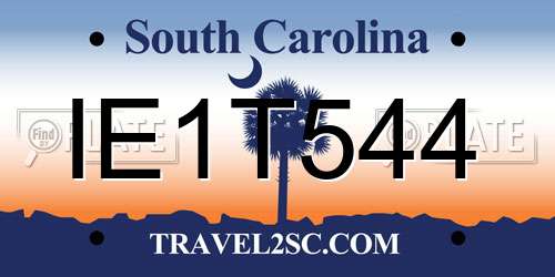 IE1T544 South Carolina License Plate