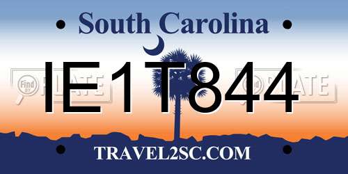IE1T844 South Carolina License Plate