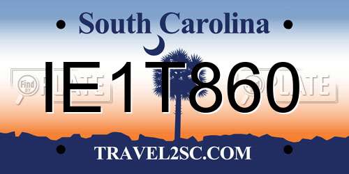 IE1T860 South Carolina License Plate
