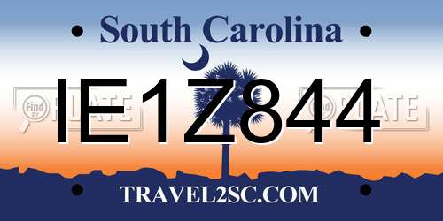 IE1Z844 South Carolina License Plate