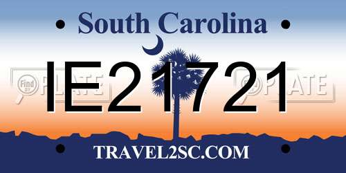 IE21721 South Carolina License Plate