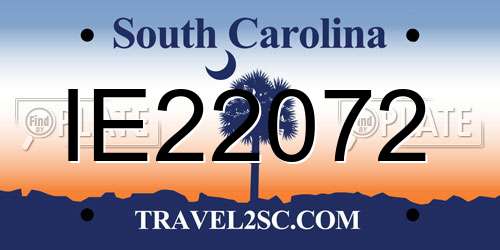 IE22072 South Carolina License Plate