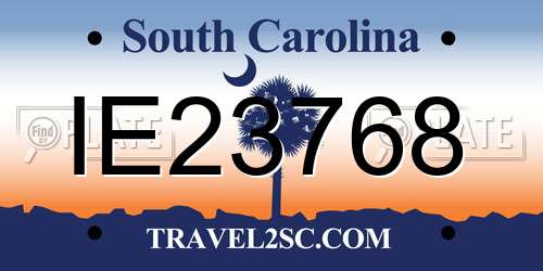 IE23768 South Carolina License Plate