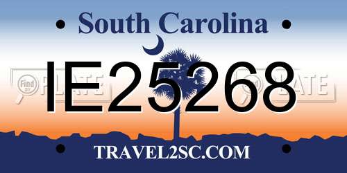 IE25268 South Carolina License Plate