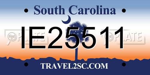 IE25511 South Carolina License Plate