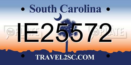 IE25572 South Carolina License Plate