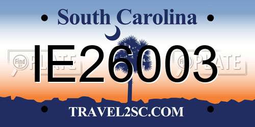 IE26003 South Carolina License Plate