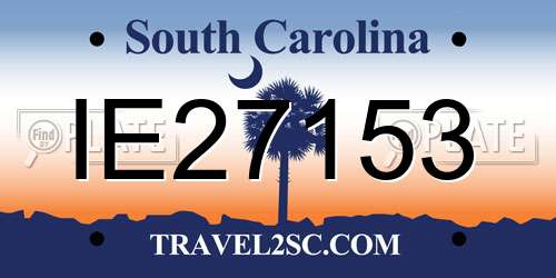 IE27153 South Carolina License Plate