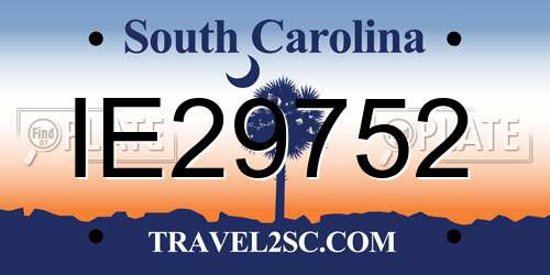 IE29752 South Carolina License Plate