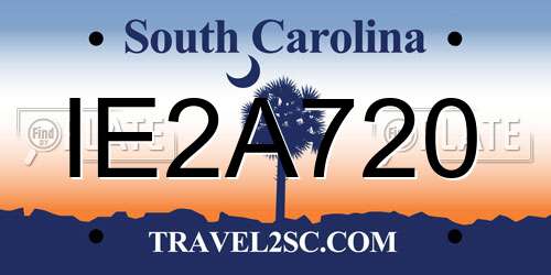 IE2A720 South Carolina License Plate