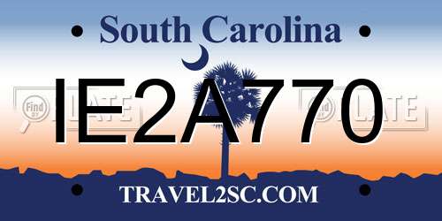 IE2A770 South Carolina License Plate