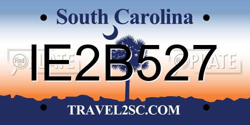 IE2B527 South Carolina License Plate