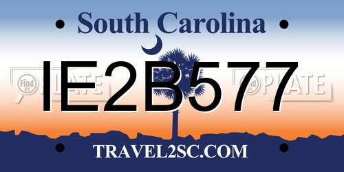 IE2B577 South Carolina License Plate