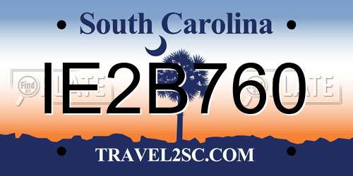IE2B760 South Carolina License Plate