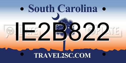 IE2B822 South Carolina License Plate