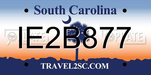 IE2B877 South Carolina License Plate