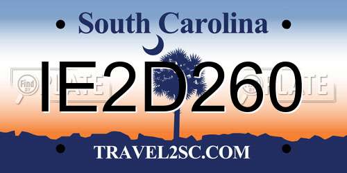 IE2D260 South Carolina License Plate