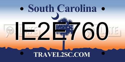 IE2E760 South Carolina License Plate