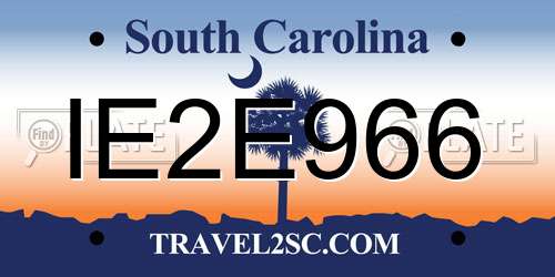 IE2E966 South Carolina License Plate