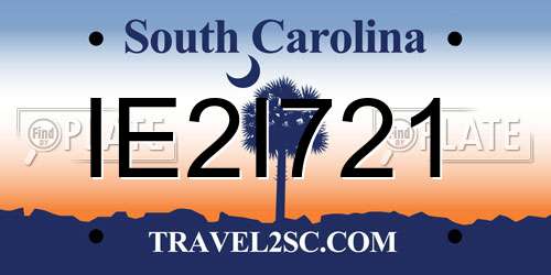 IE2I721 South Carolina License Plate
