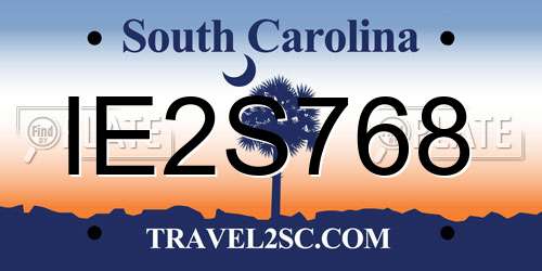 IE2S768 South Carolina License Plate