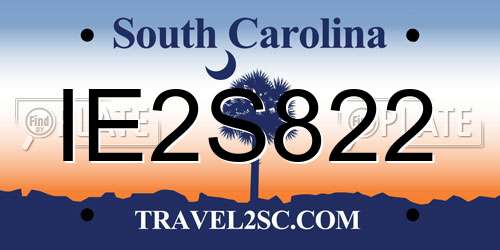 IE2S822 South Carolina License Plate