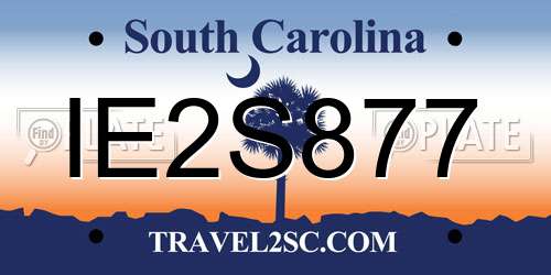 IE2S877 South Carolina License Plate