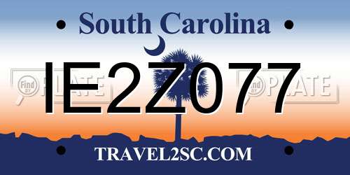 IE2Z077 South Carolina License Plate