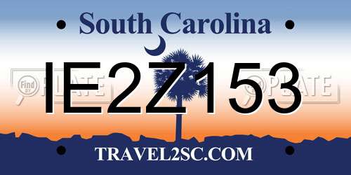 IE2Z153 South Carolina License Plate