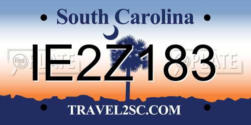 IE2Z183 South Carolina License Plate