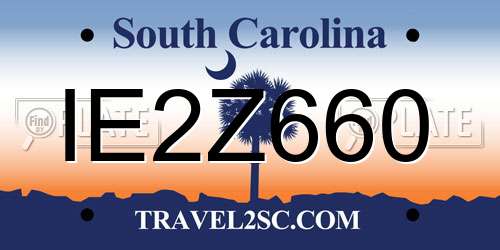IE2Z660 South Carolina License Plate