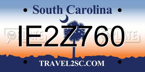 IE2Z760 South Carolina License Plate