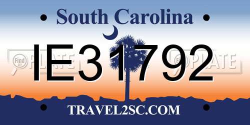 IE31792 South Carolina License Plate