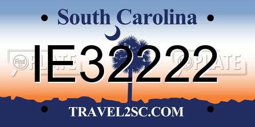 IE32222 South Carolina License Plate