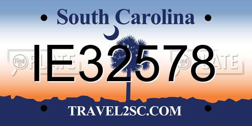 IE32578 South Carolina License Plate