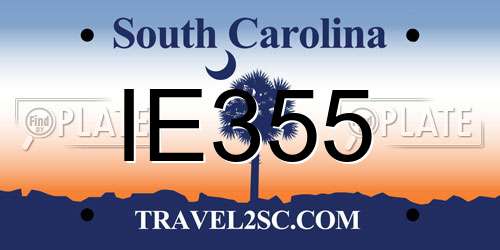 IE355 South Carolina License Plate