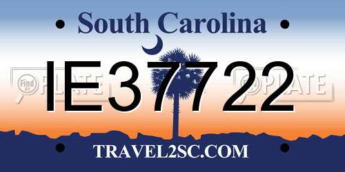 IE37722 South Carolina License Plate