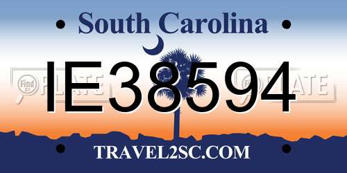 IE38594 South Carolina License Plate