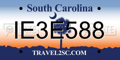 IE3E588 South Carolina License Plate