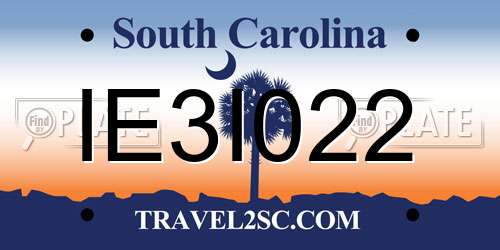 IE3I022 South Carolina License Plate