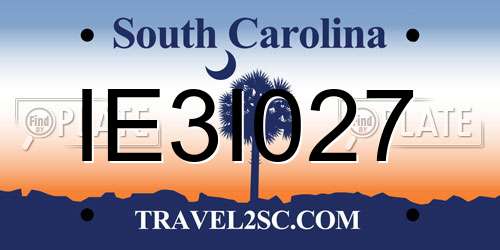 IE3I027 South Carolina License Plate