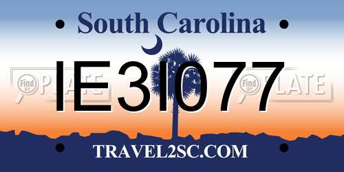 IE3I077 South Carolina License Plate