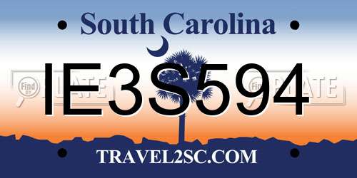IE3S594 South Carolina License Plate