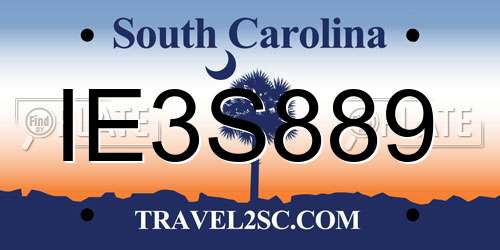 IE3S889 South Carolina License Plate