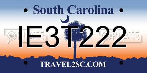 IE3T222 South Carolina License Plate