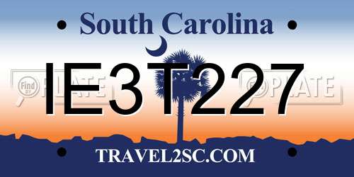 IE3T227 South Carolina License Plate